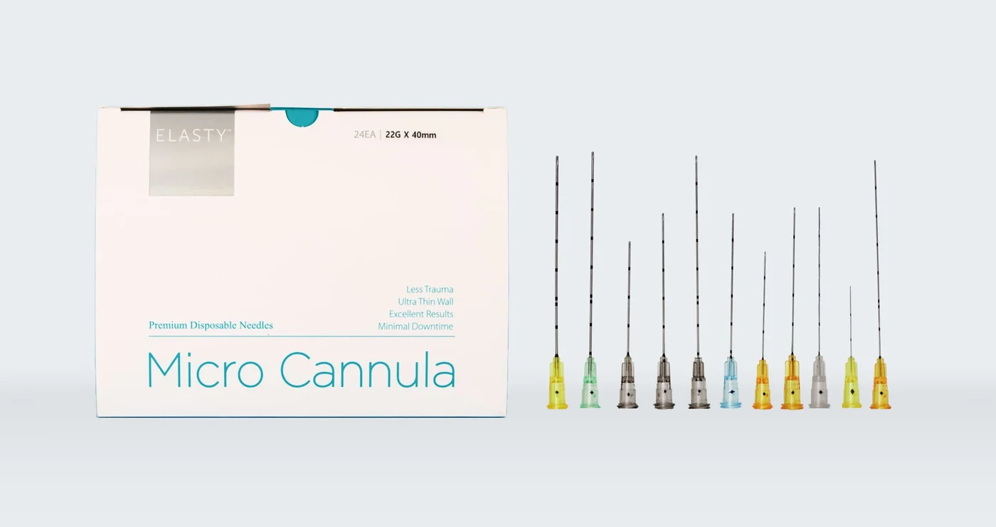 Caja de Micro Cánula ELASTY con cánulas desplegadas